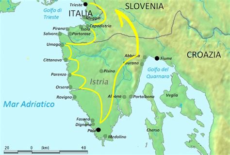 Mappa dell'Istria e Trieste