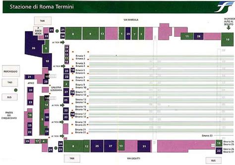 Mappa della Stazione Termini con indicazione dell'area Rent a Car