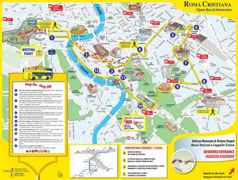 Mappa turistica di Roma con indicazione dei punti di interesse raggiungibili da Termini