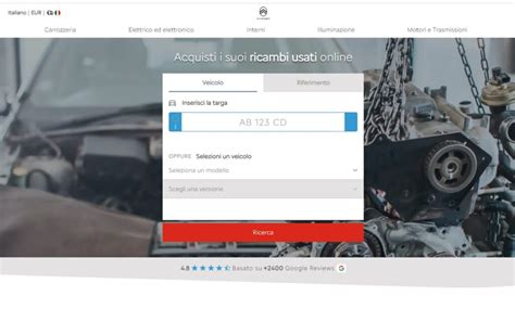 Sito web di marketplace di ricambi usati