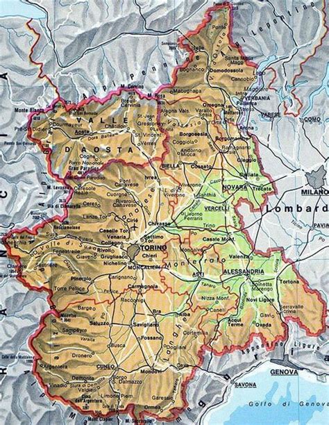 Mappa del Piemonte con le principali città in cui si trovano i rivenditori BMW