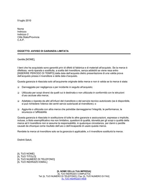 Documento di garanzia