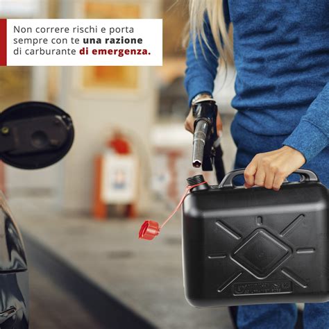 Tanica di benzina omologata con etichette di sicurezza