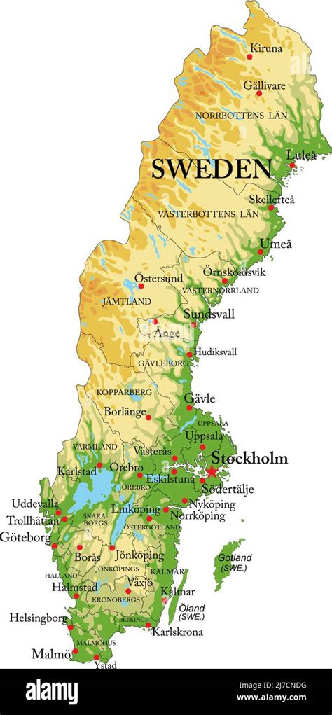 Mappa della Svezia con le sedi dei principali produttori automobilistici