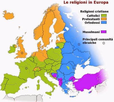 Mappa della diffusione del protestantesimo in Europa nel XVI secolo