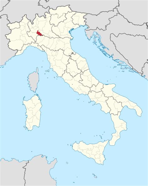 Mappa delle province di Piacenza, Lodi, Pavia, Mantova e Cremona