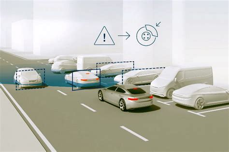 Immagine concettuale: veicolo che frena automaticamente per evitare un ostacolo