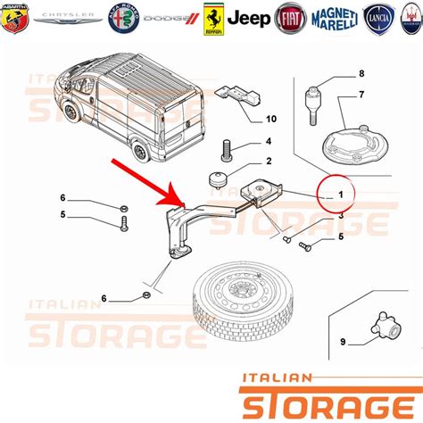 Schema di montaggio supporto ruota di scorta Ducato