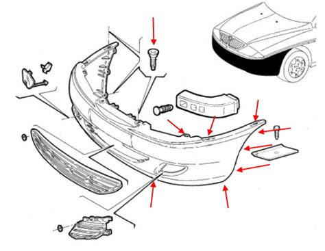 Illustrazione esplosa di un paraurti anteriore di un SUV