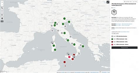 Mappa che mostra diverse officine autorizzate Nissan