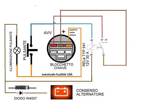 Schema elettrico di un blocco accensione auto