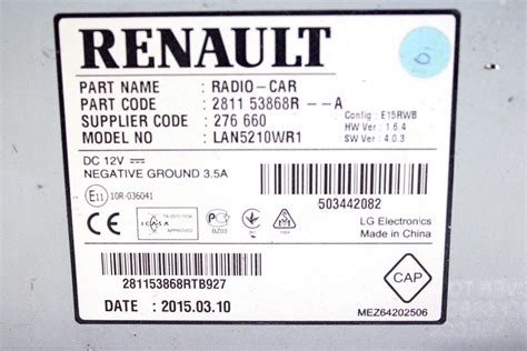 Codice ricambio originale Renault Clio II
