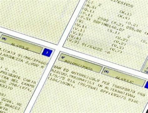 Dettaglio del primo quadrante del libretto di circolazione