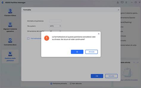 Schermata di formattazione della chiavetta USB