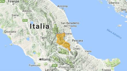 Mappa dell'Abruzzo con indicazione del Parco del Gran Sasso