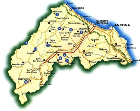 Mappa della provincia di Ancona con indicati i concessionari auto