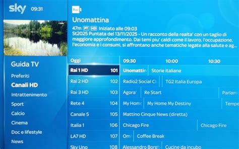 Interfaccia Sky Q con sezione Canali HD