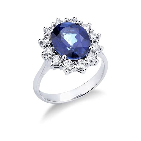 Anello zaffiro rosetta con diamanti