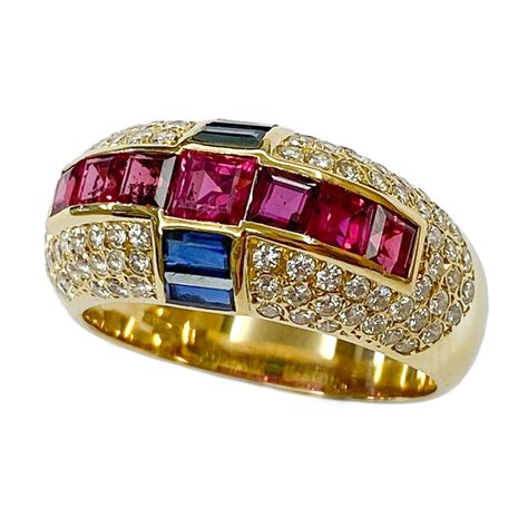 Anello anni '50 con zaffiri e rubini incastonati a stella