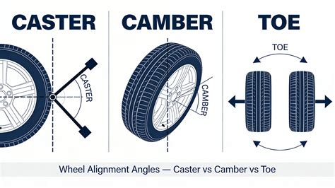 Diagramma che illustra camber, caster e toe
