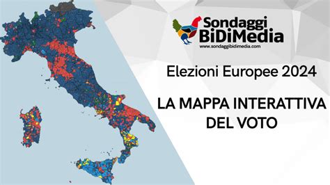 Mappa dell'Italia con i risultati delle elezioni europee per partito