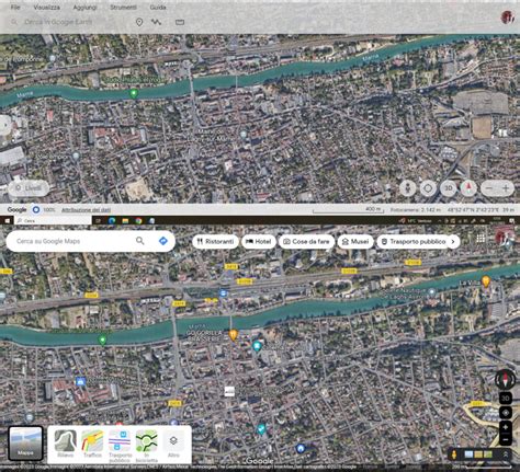 Mappa satellitare con icone di veicoli e percorsi tracciati