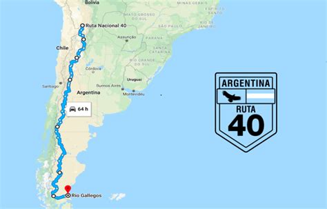 Mappa della Carretera Austral e della Ruta 40 in Patagonia