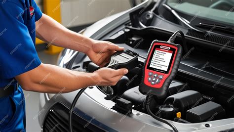 Tecnico auto con strumento diagnostico OBD-II
