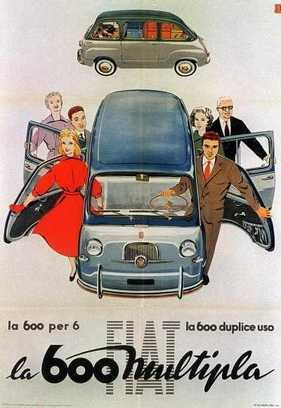 Locandina pubblicitaria originale della Fiat 600