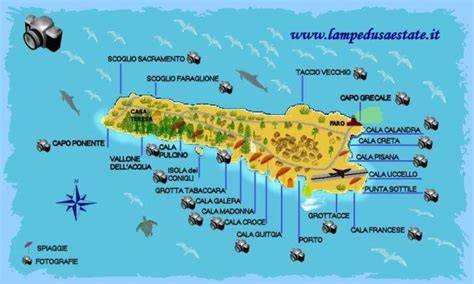 Mappa di Lampedusa con punti di interesse