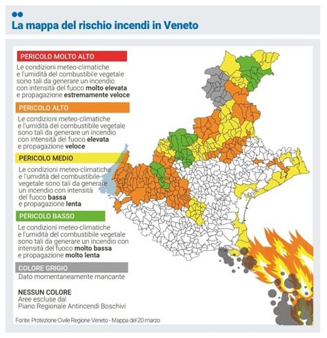 Mappa delle aree a rischio incendio in Calabria