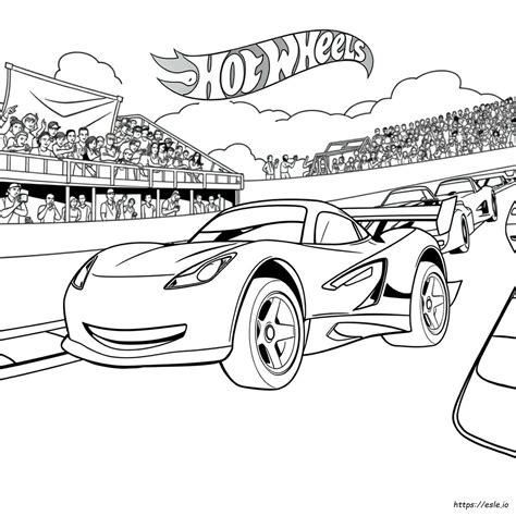 Disegno Hot Wheels da colorare con fiamme