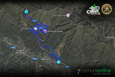 Mappa del percorso della Salita del Costo con indicazioni dei punti chiave