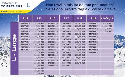 Tabella di compatibilità catene da neve