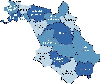 Mappa della distribuzione degli studi di consulenza automobilistica nella provincia di Salerno