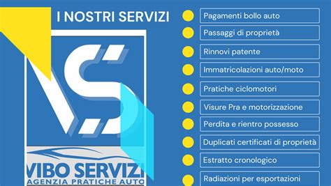 Infografica: I servizi principali di un'agenzia di pratiche auto