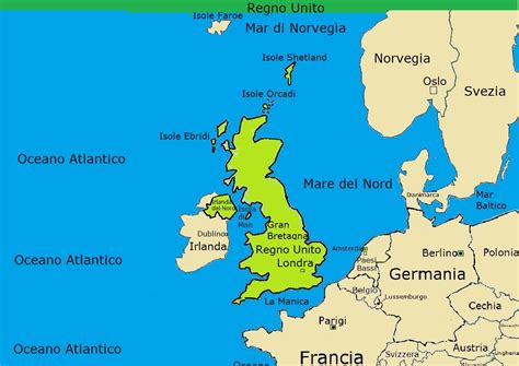 Mappa dell'Europa che mostra la Germania e il Regno Unito