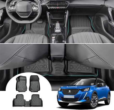 Dettaglio della sagomatura perfetta dei tappetini Kovvar per Peugeot 2008