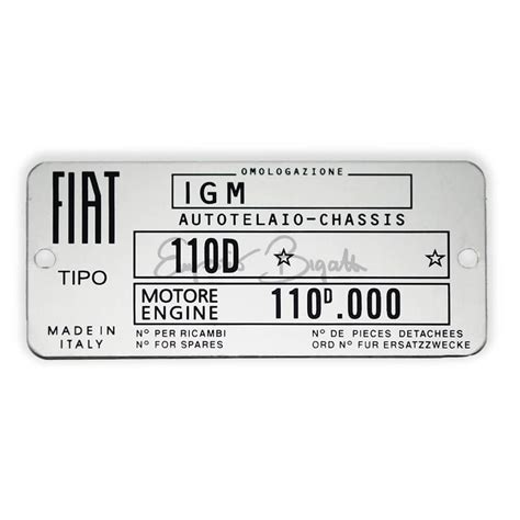 targhetta identificativa auto