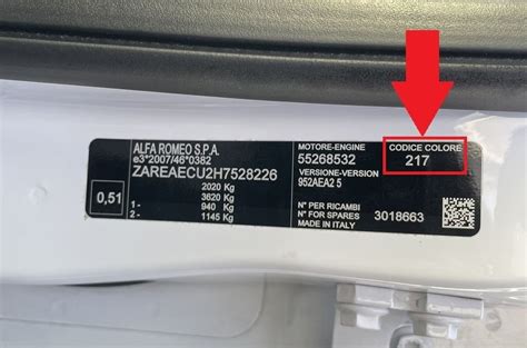 posizione targhetta colore volvo