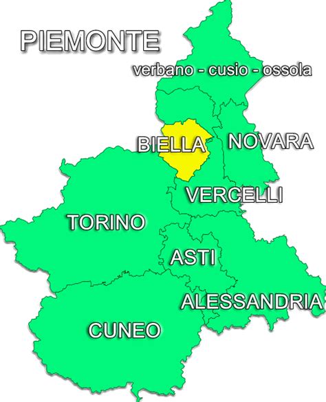 Mappa del Piemonte che evidenzia la provincia di Biella