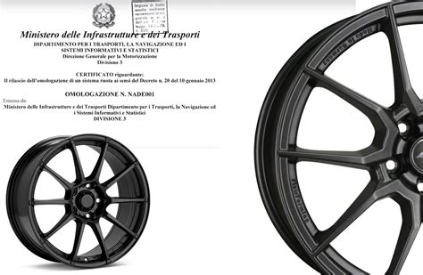 Certificato di omologazione cerchi in lega documenti ufficiali