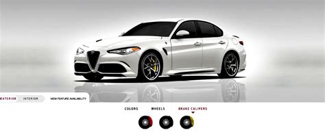 Interfaccia del configuratore online Alfa Romeo Giulia Quadrifoglio