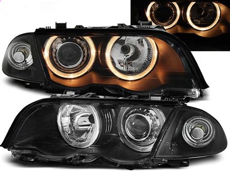 BMW E46 con fari aftermarket neri installati