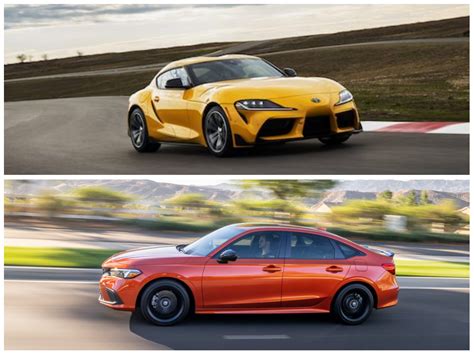 confronto frontale tra una elegante berlina sportiva italiana e una coupé tedesca moderna
