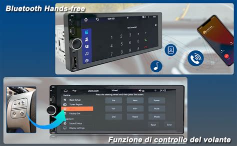 Diverse opzioni di connettività audio in un'auto: Bluetooth, USB, AUX