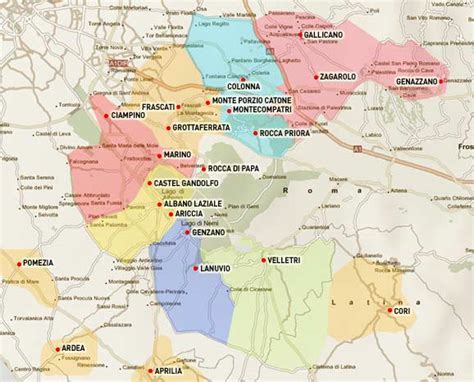 Mappa della zona dei Castelli Romani con indicazione dei punti vendita