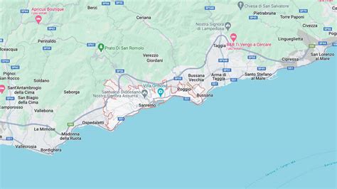 Mappa della zona di Sanremo con la posizione approssimativa di un broker automobilistico