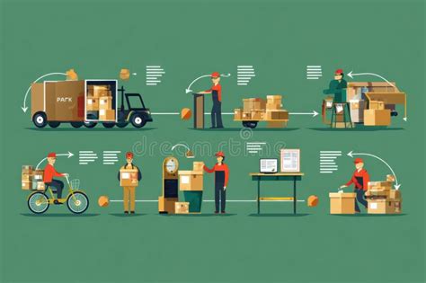 Shipping and delivery process illustration