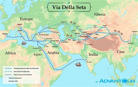 Mappa della Via della Seta con punti di interesse